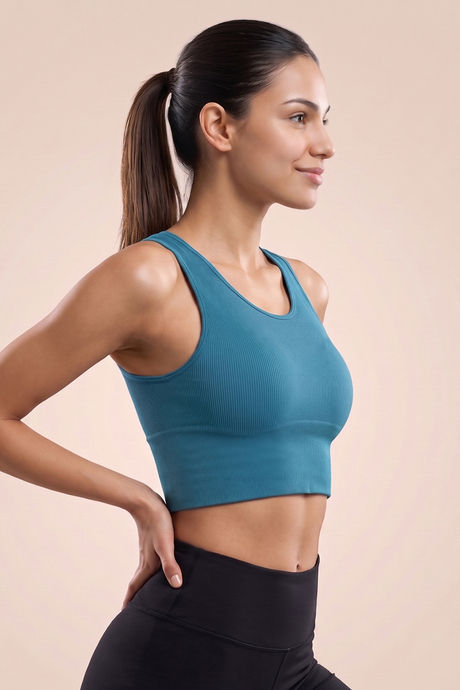 Zelocity Medium Impact Moisture Wicking Sports Bra - Saxony Blue — image 3